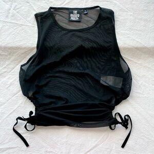 the ragged priest black mesh tank top with side tie detail size us 10 / uk 14